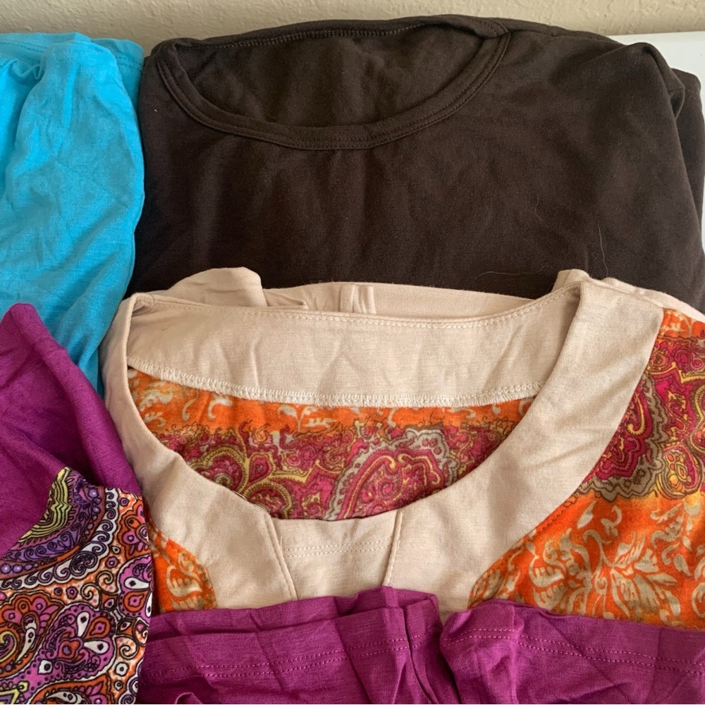 Bundle of 6 t-shirt dresses for women, med/Lrg Multi Colored.  Lite Weight.  L/S - Picture 3 of 6